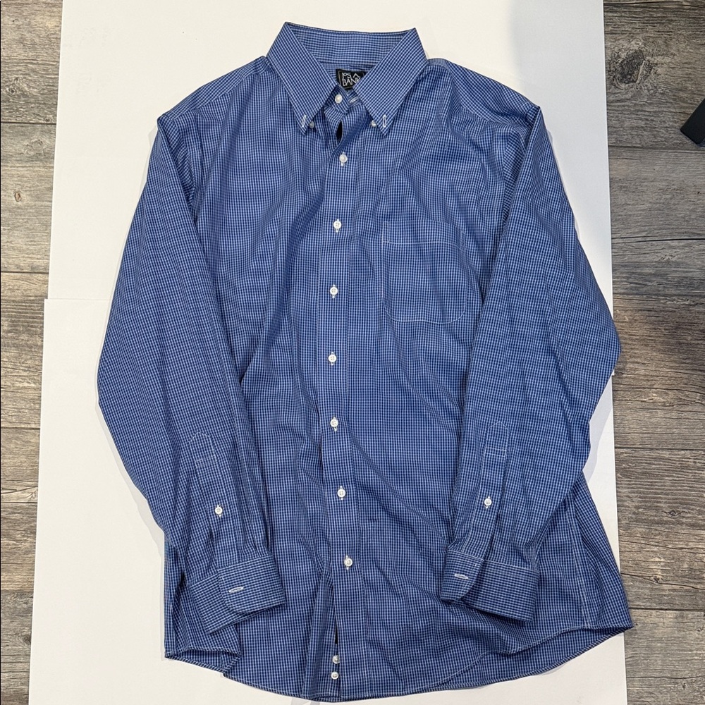 Jos. A. Bank Navy Checkered Button-Down Shirt